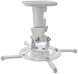 deleyCON Universal Beamer Soporte para Proyectores Inclinación de +-25° Rotación de 360° Soporta hasta 15Kg Alcande de hasta 225mm - Blanco