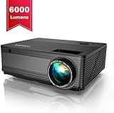 Proyector, YABER 6000 Lúmenes Proyector Full HD 1080P Soporta Vídeo 4K,Resolución Nativo 1920 * 1080P,Contraste 7000: 1,Zoom X/Y,78000 Horas LED Proyector Cine en Casa 300' Altavoces Duales