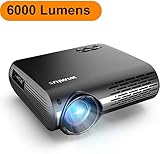 Proyector, WiMiUS 6000 Lúmenes Proyector Full HD 1920x1080P Nativo Proyector Video Compatible 4K Pantalla 300 ' Ajuste Digital 70,000 Horas Proyector LED para Cine en Casa y Presentación Empresarial