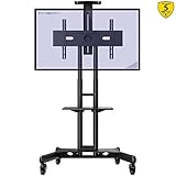 Invision Soporte TV Suelo Carrito Portatil - Exhibición Móvil Carro con Estante - Antivuelco y Ultraestable para 32-65' LED LCD y HDR TV Pantallas - Max VESA 600x400mm [GT1200 ScreenStation]